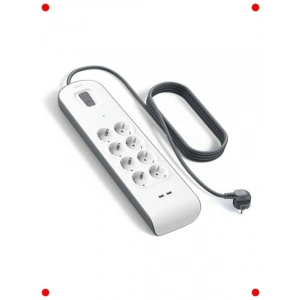 Akım Korumalı 8li Uzatma Priz + Çift USB (2.4A) - 2M