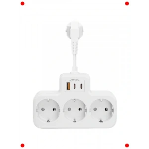 Akım Korumalı Duvar Priz Çoğaltıcı USB/Type-C