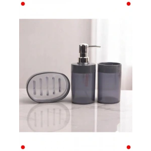 Akrilik 3lü Banyo Seti: Fırçalık, Sıvı ve Katı Sabunk