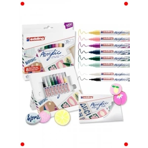 Akrilik Kalem Seti, 8 Adet, Su Geçirmez, Farklı Uçlar