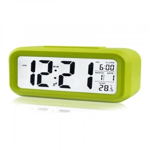 Alarmlı Akıllı Dijital Masa Saati, Fotoselli Sensörlü, Yeşil