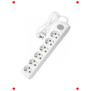 Altılı Priz Grubu, Anahtarlı, Topraklı, 3 Metre Kablo