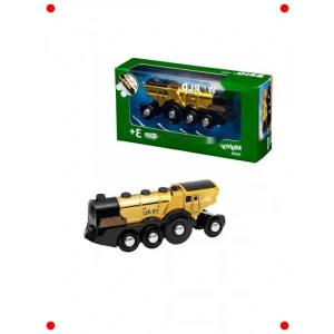 Altın Renk Ahşap Oyuncak Lokomotif