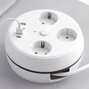 Anahtarlı 3lü Akım Korumalı Grup Priz, 1.5 Metre Kablolu ve USB Girişli