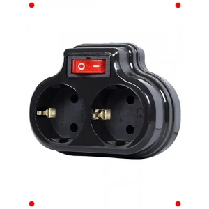 Anahtarlı İkili Topraklı Priz Çoklayıcı Fiş (Siyah)