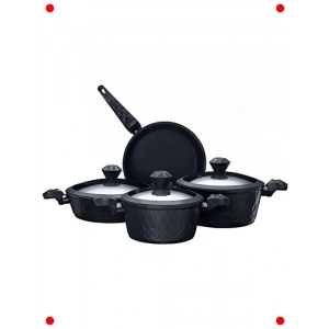 Antibakteriyel Saplı 7 Parça Yapışmaz Tencere Seti