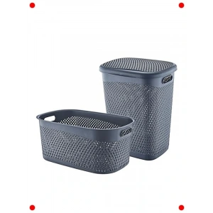 Antrasit Kirli Çamaşır Sepeti ve Selesi Seti