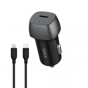 Araç Hızlı Şarj Aleti, 30W PD USB-C ve USB-C-Lightning Kablo