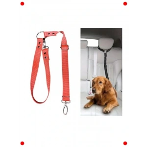 Araç İçi Köpek Emniyet Tasması (Ayarlanabilir, Kırmızı)
