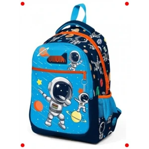 Astronot Desenli Üç Bölmeli Çocuk Okul Çantası