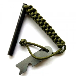Ateş Başlatıcı Magnezyum Bar, 10cm x 10mm İpli Acil Durum Çakmağı