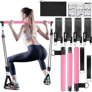 Ayarlanabilir Pilates Bar, 4 Lastik ile Egzersiz İmkanı