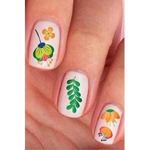 Bahar Çiçekleri Temalı Tırnak Dövmesi Seti - Nail Art