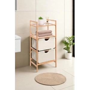 Bambu İki Raflı Çekmeceli Banyo Düzenleyici Dolap Komodin