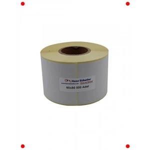Baskısız Kuşe Etiket Rulosu (60x80mm) - 500 Adet