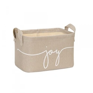 Bej Baskılı Dikdörtgen Sepet, 24x17x14 cm