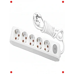 Beşli Anahtarlı Topraklı Priz Kablolu Çocuk Korumalı 5m