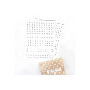Beyaz Harf ve Rakam Sticker Seti, 8x10 mm 2 Sayfa