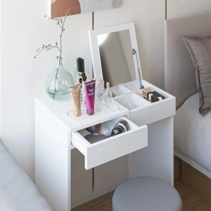 Beyaz Makyaj Masası, 2 Çekmeceli, 70x42 cm