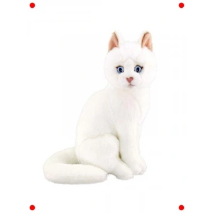 Beyaz Oturan Kedi Peluş Oyuncak 22 cm