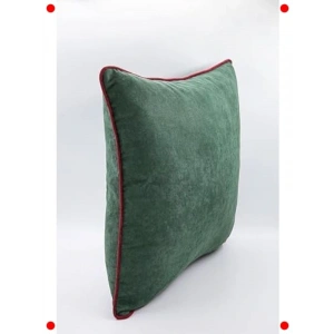 Biyeli Dekoratif Kırlent Kılıfı - Yeşil Mürdüm 45x45