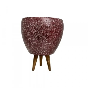 Bordo Granit Toprak Saksı, 15 cm 3 Ayaklı Tasarım