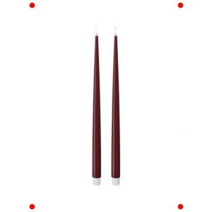 Bordo Renk LED Mum İkili Set - rçekçi Alev - 38 cm