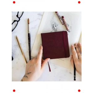 Bordo Sert Kapak Eskiz Defteri 12x12 cm