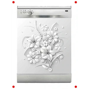 Bulaşık Makinesi Kaplama Sticker Gri Çiçek Desenli
