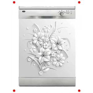 Bulaşık Makinesi Kaplama Sticker Gri Çiçek Desenli