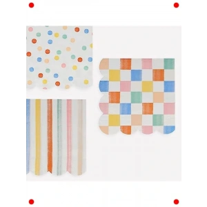 Büyük Boy Renkli Desenli Parti Peçeteleri - 16 Adet