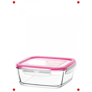 Büyük Tekli Cam Saklama Kabı (Pembe)