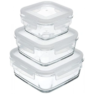 Cam 3lü Saklama Kabı Seti, 1150 cc Kapasiteli