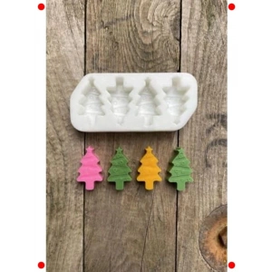 Çam Ağacı Mini Silikon Mum Kalıbı - 4lü Set