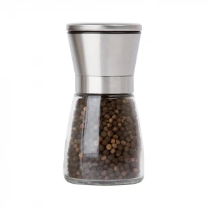 Cam Gövdeli Paslanmaz Çelik Kapaklı Baharat Öğütücü, 13 cm