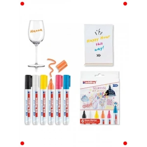 Cam Kalemi Seti, 6lı, Karışık Renkler, Yuvarlak Uç