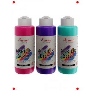 Canlı Akrilik Boya Seti: Mor, Fuşya, Turkuaz 3x120 ml