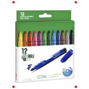 Canlı Renk Maxi Keçeli Kalem Seti, 12li