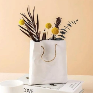 Çanta Şeklinde Serak Vazo, Beyaz Renk