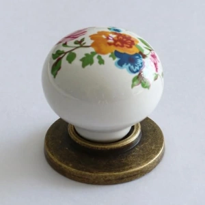 Çiçekli Düğme, Gerçek Porselen Kulp, Mutfak Dolabı İçin