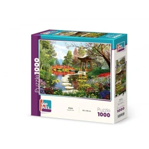Çiçekli Göl Temalı 1000 Parça Puzzle - Eğlenceli Sanat