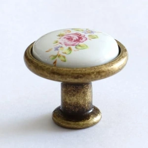 Çiçekli Porselen Kulp - Mutfak Dolabı Çekmece Kulpları