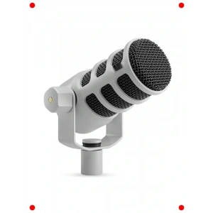 Çift Bağlantılı Dinamik Yayın Mikrofonu - Beyaz