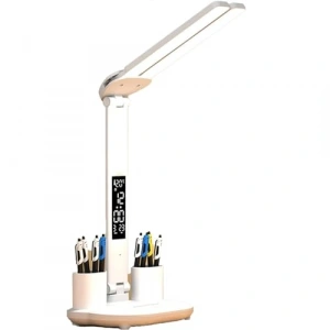 Çift Kafa Ayarlanabilir Dokunmatik LED Masa Lambası, Dijital Saatli