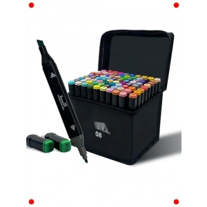 Çift Taraflı Marker Kalem Seti, 80 Renk, Çantalı Standlı