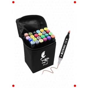 Çift Taraflı Sanat Marker Kalem Seti (24 Adet) Çantalı