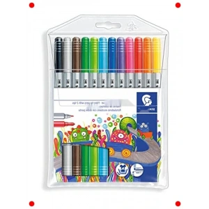 Çift Uçlu Keçeli Kalem Seti, 12 Renk, Farklı Uçlar