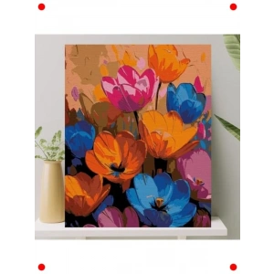 Çıtalı Sayılarla Boyama Seti: Renkli Çiçekler, 40x50 cm