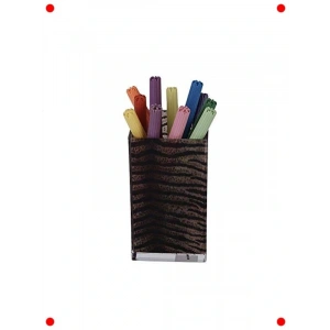 Çizgili Leopar Desenli Kalemlik - Şık Ofis Düzenleyici