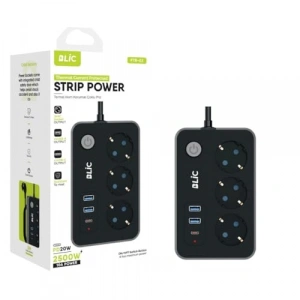 Çocuk Korumalı Akım Korumalı Priz, 3 Priz, 2 USB ve 1 Type-C Girişi ile